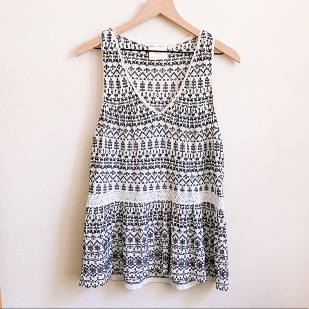 Anthropologie Maeve Cammie Embroidered Eyelet Peplum Blouse